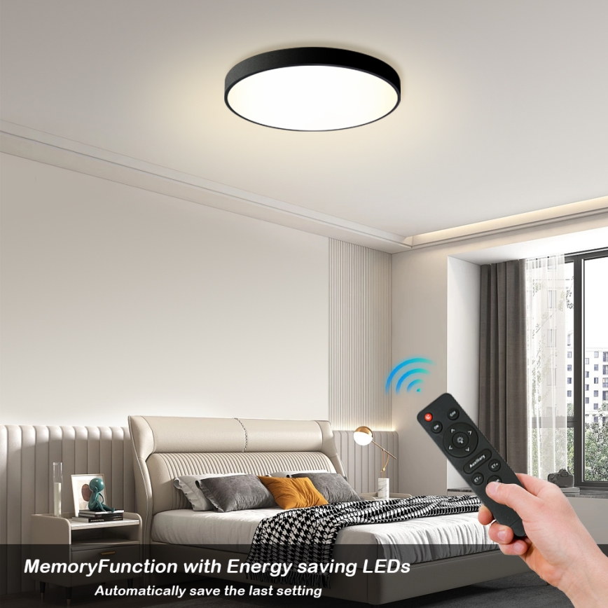 Brilagi - LED Dimmable Ceiling Light POOL LED/60W/230V 3000-6000K 60 cm Black + Remote