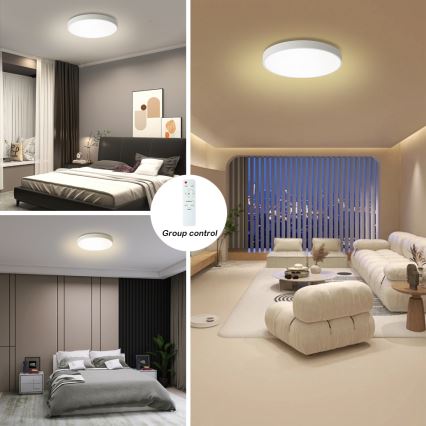 Brilagi - LED Dimmable Ceiling Light POOL LED/60W/230V 3000-6000K 60 cm White + Remote Control