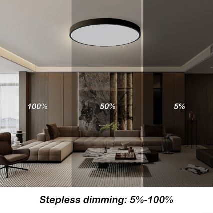 Brilagi - LED Dimmable Ceiling Light POOL SMART LED/128W/230V 3000-6000K 100 cm Wi-Fi Tuya Black + Remote Control