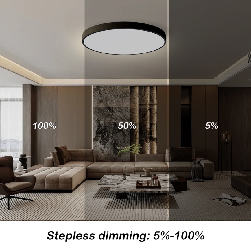 Brilagi - LED Dimmable Ceiling Light POOL SMART LED/128W/230V 3000-6000K 100 cm Wi-Fi Tuya Black + Remote Control