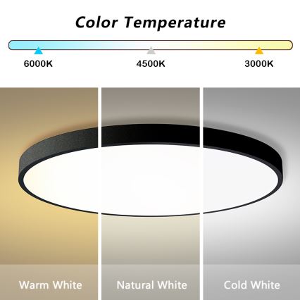 Brilagi - LED Dimmable Ceiling Light POOL SMART LED/128W/230V 3000-6000K 100 cm Wi-Fi Tuya Black + Remote Control