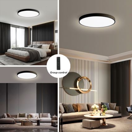 Brilagi - LED Dimmable Ceiling Light POOL SMART LED/128W/230V 3000-6000K 100 cm Wi-Fi Tuya Black + Remote Control