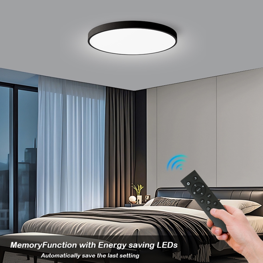 Brilagi - LED Dimmable Ceiling Light POOL SMART LED/128W/230V 3000-6000K 100 cm Wi-Fi Tuya Black + Remote Control