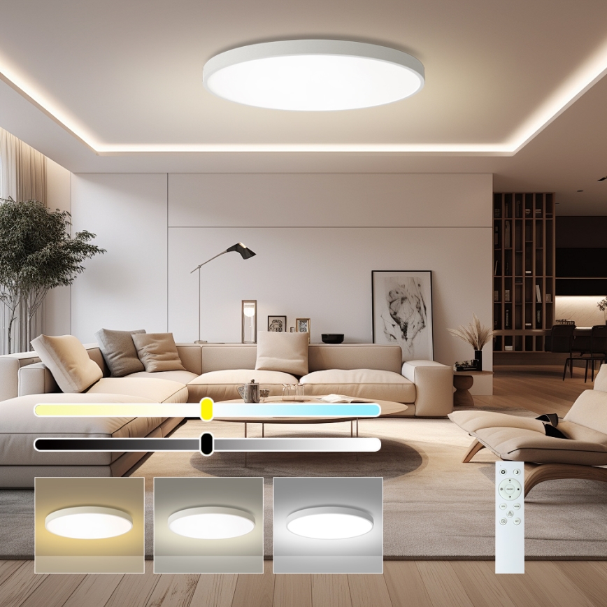 Brilagi - LED Dimmable Ceiling Light POOL SMART LED/128W/230V 3000-6000K 100 cm Wi-Fi Tuya White + Remote Control