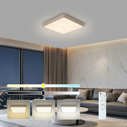 BRILAGI - POOL SQUARE LED Dimmable Ceiling Light LED/36W/230V 3000-6000K 40x40 cm Beige + Remote Control