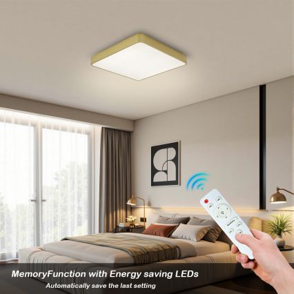 BRILAGI - LED Dimmable Ceiling Light POOL SQUARE LED/36W/230V 3000-6000K 40x40 cm Gold + Remote Control