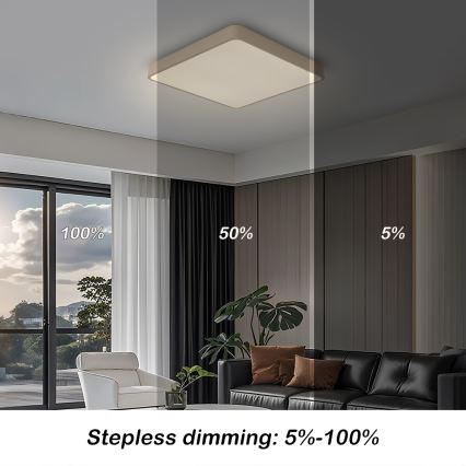 BRILAGI - Dimmable LED Ceiling Light POOL SQUARE LED/48W/230V 3000-6000K 50x50 cm beige + remote control
