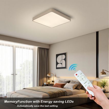 BRILAGI - Dimmable LED Ceiling Light POOL SQUARE LED/48W/230V 3000-6000K 50x50 cm beige + remote control