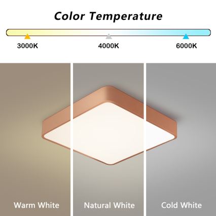 BRILAGI - LED dimmable ceiling light POOL SQUARE LED/48W/230V 3000-6000K 50x50 cm copper + remote control