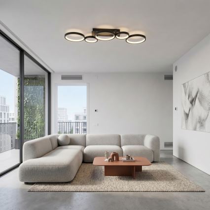 Brilagi - Dimmable LED ceiling light RINGO LED/34W/230V 3000-6000K 28x84 cm black + remote control