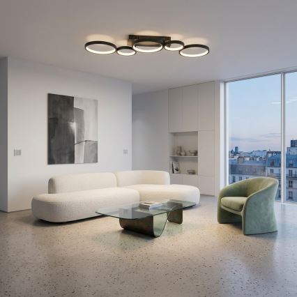 Brilagi - Dimmable LED ceiling light RINGO LED/34W/230V 3000-6000K 28x84 cm black + remote control