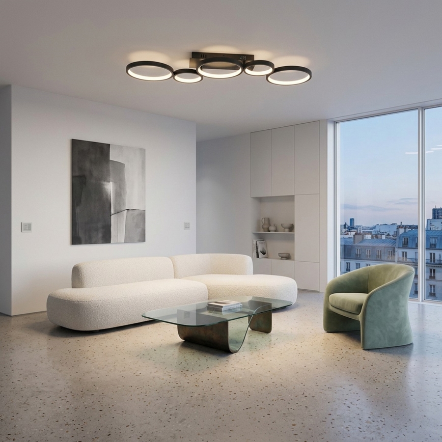 Brilagi - Dimmable LED ceiling light RINGO LED/34W/230V 3000-6000K 28x84 cm black + remote control