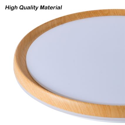 Brilagi - Dimmable LED Ceiling Light RIVO LED/72W/230V 3000-6000K wood finish Ø 50 cm + remote control