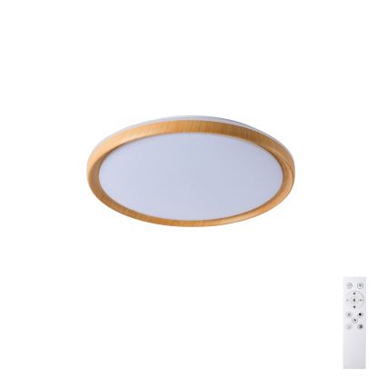 Brilagi - Dimmable LED Ceiling Light RIVO LED/72W/230V 3000-6000K wood finish Ø 50 cm + remote control