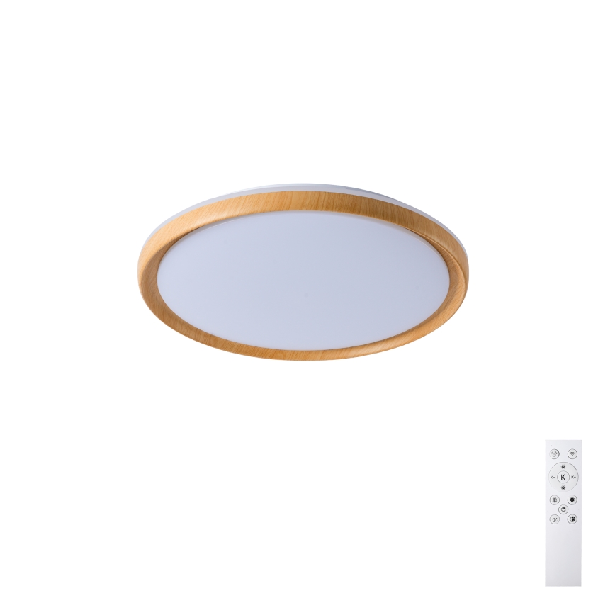 Brilagi - Dimmable LED Ceiling Light RIVO LED/72W/230V 3000-6000K wood finish Ø 50 cm + remote control