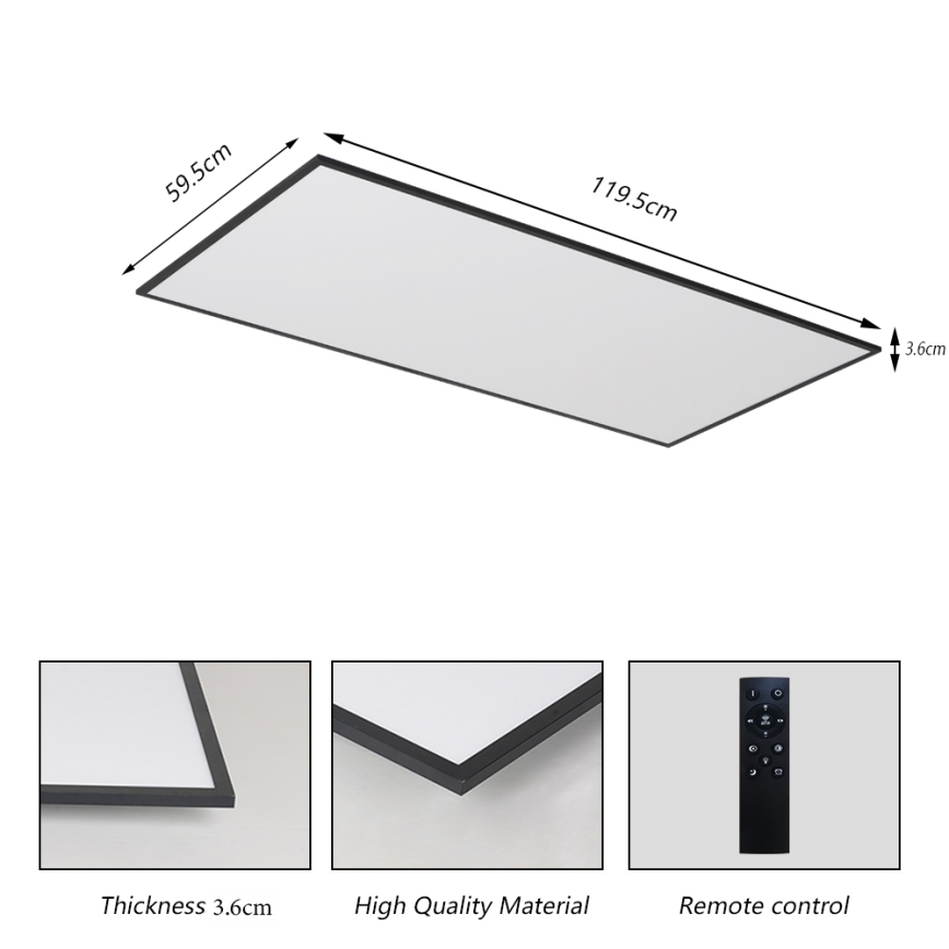 BRILAGI - LED Dimmable Ceiling Light SLIMFRAME LED/80W/230V 120x60 cm 3000-6000K Black + remote control