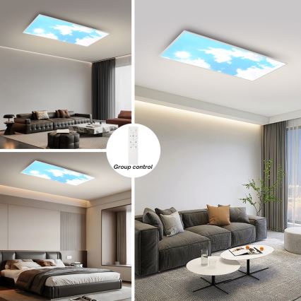 Brilagi - Dimmable LED Ceiling Light SLIMFRAME SKY LED/80W/230V 120x60 cm 3000-6000K silver/blue + remote control