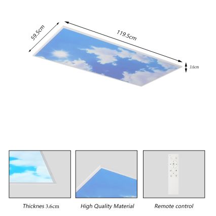 Brilagi - Dimmable LED Ceiling Light SLIMFRAME SKY LED/80W/230V 120x60 cm 3000-6000K silver/blue + remote control