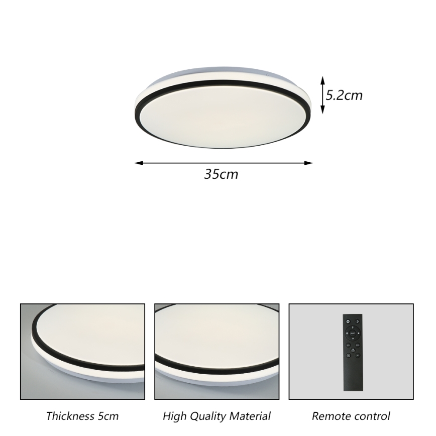 Brilagi - SMART Dimmable LED Ceiling Light, 24W, 230V, Ø 38 cm, 3000–6000K, Wi‑Fi Tuya Beacon + Remote Control