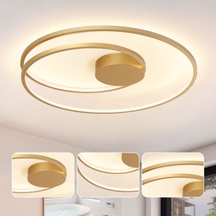 Brilagi - TWISTER Dimmable LED Ceiling Light LED/105W/230V 3000-6000K Ø 100 cm Gold + Remote Control