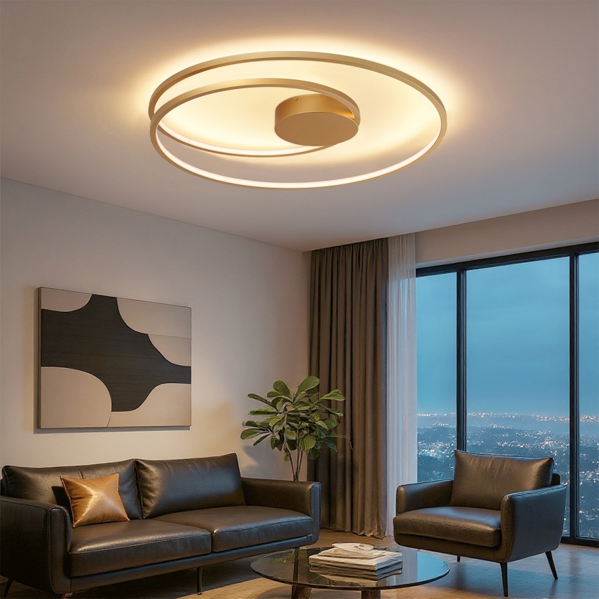 Brilagi - TWISTER Dimmable LED Ceiling Light LED/105W/230V 3000-6000K Ø 100 cm Gold + Remote Control