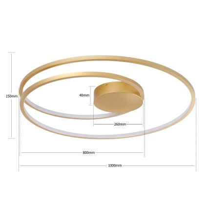 Brilagi - TWISTER Dimmable LED Ceiling Light LED/105W/230V 3000-6000K Ø 100 cm Gold + Remote Control
