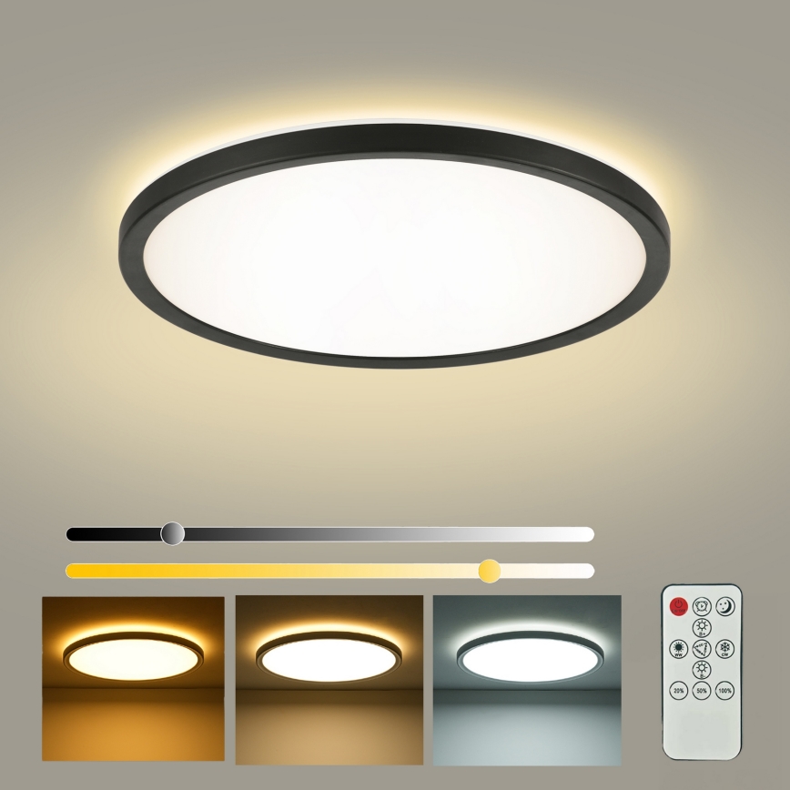 Brilagi - LED Dimmable Ceiling Light ULTRA SLIM LED/24W/230V 2700-6500K Ø 42 cm Black + Remote Control