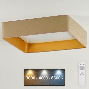 Brilagi - LED Dimmable ceiling light VELVET SQUARE LED/24W/230V 3000/4000/6500K + remote control beige