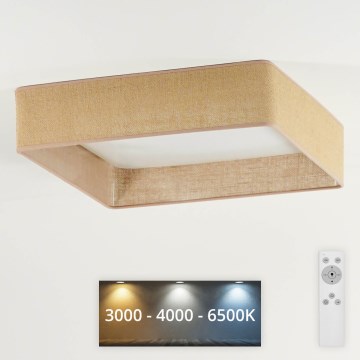 Brilagi - LED Dimmable ceiling light VELVET SQUARE LED/24W/230V 3000/4000/6500K + remote control brown