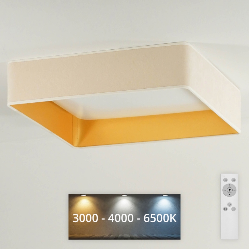 Brilagi - LED Dimmable ceiling light VELVET SQUARE LED/24W/230V 3000/4000/6500K + remote control creamy