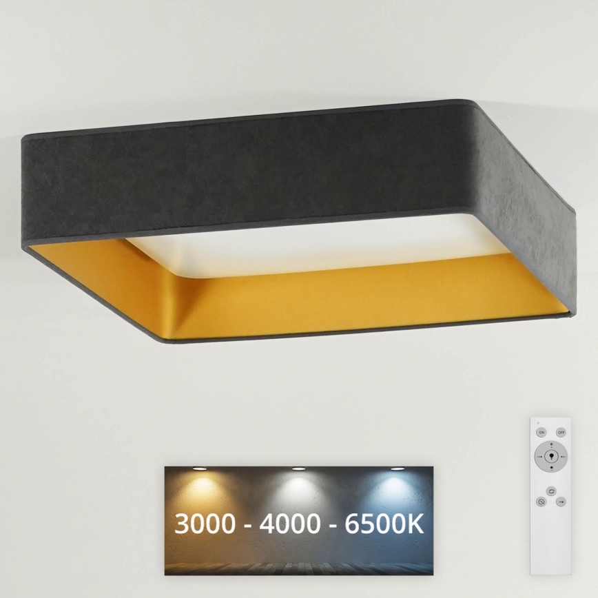 Brilagi - LED Dimmable ceiling light VELVET SQUARE LED/24W/230V 3000/4000/6500K + remote control grey