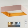 Brilagi - LED Dimmable ceiling light VELVET SQUARE LED/24W/230V 3000/4000/6500K + remote control pink