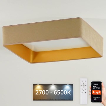 Brilagi - LED Dimmable ceiling light VELVET SQUARE SMART LED/36W/230V 2700-6500K Wi-Fi Tuya + remote control beige