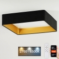 Brilagi - LED Dimmable ceiling light VELVET SQUARE SMART LED/36W/230V 2700-6500K Wi-Fi Tuya + remote control black