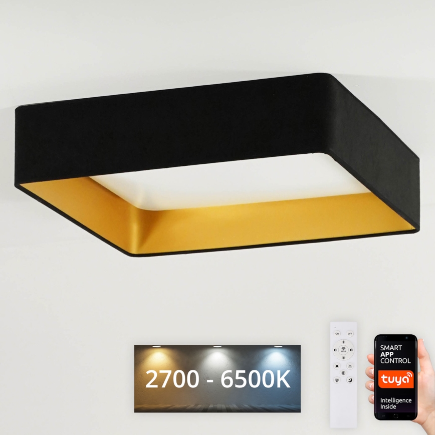 Brilagi - LED Dimmable ceiling light VELVET SQUARE SMART LED/36W/230V 2700-6500K Wi-Fi Tuya + remote control black