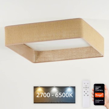 Brilagi - LED Dimmable ceiling light VELVET SQUARE SMART LED/36W/230V 2700-6500K Wi-Fi Tuya + remote control brown