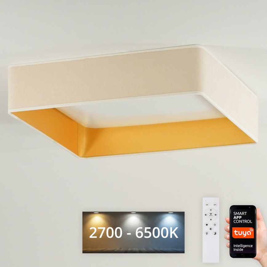 Brilagi - LED Dimmable ceiling light VELVET SQUARE SMART LED/36W/230V 2700-6500K Wi-Fi Tuya + remote control creamy