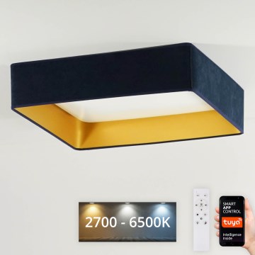 Brilagi - LED Dimmable ceiling light VELVET SQUARE SMART LED/36W/230V 2700-6500K Wi-Fi Tuya + remote control dark blue