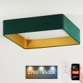 Brilagi - LED Dimmable ceiling light VELVET SQUARE SMART LED/36W/230V 2700-6500K Wi-Fi Tuya + remote control green