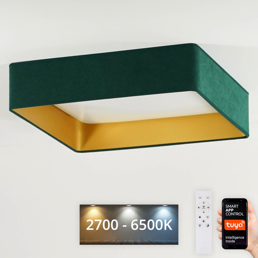 Brilagi - LED Dimmable ceiling light VELVET SQUARE SMART LED/36W/230V 2700-6500K Wi-Fi Tuya + remote control green