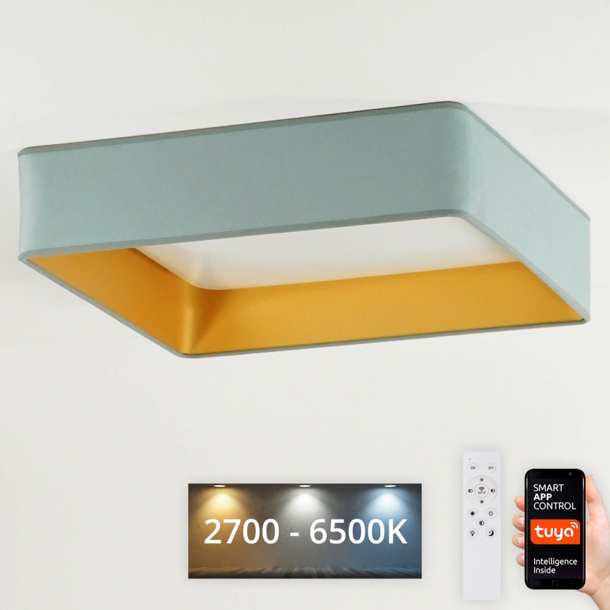 Brilagi - LED Dimmable ceiling light VELVET SQUARE SMART LED/36W/230V 2700-6500K Wi-Fi Tuya + remote control mint