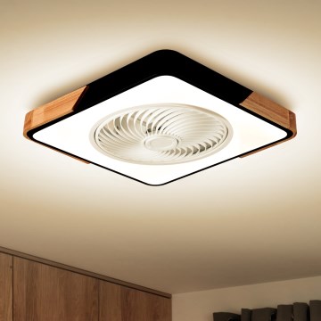 Brilagi - LED Dimmable ceiling light with a fan LED/30W/230V 3000-6500K black/oak + remote control