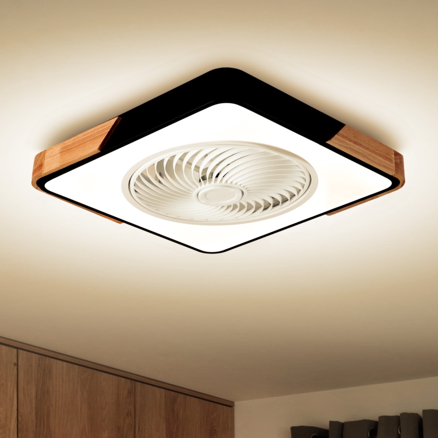 Brilagi - LED Dimmable ceiling light with a fan LED/30W/230V 3000-6500K black/oak + remote control