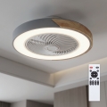 Brilagi - LED Dimmable Ceiling Light with Fan LED/38W/230V 3000-6500K Ø 50 cm Grey/Oak + Remote Control