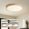 BRILAGI - LED Dimmable Ceiling Light WOODLINE LED/72W/230V 3000-6000K Oak Ø 60 cm + Remote Control