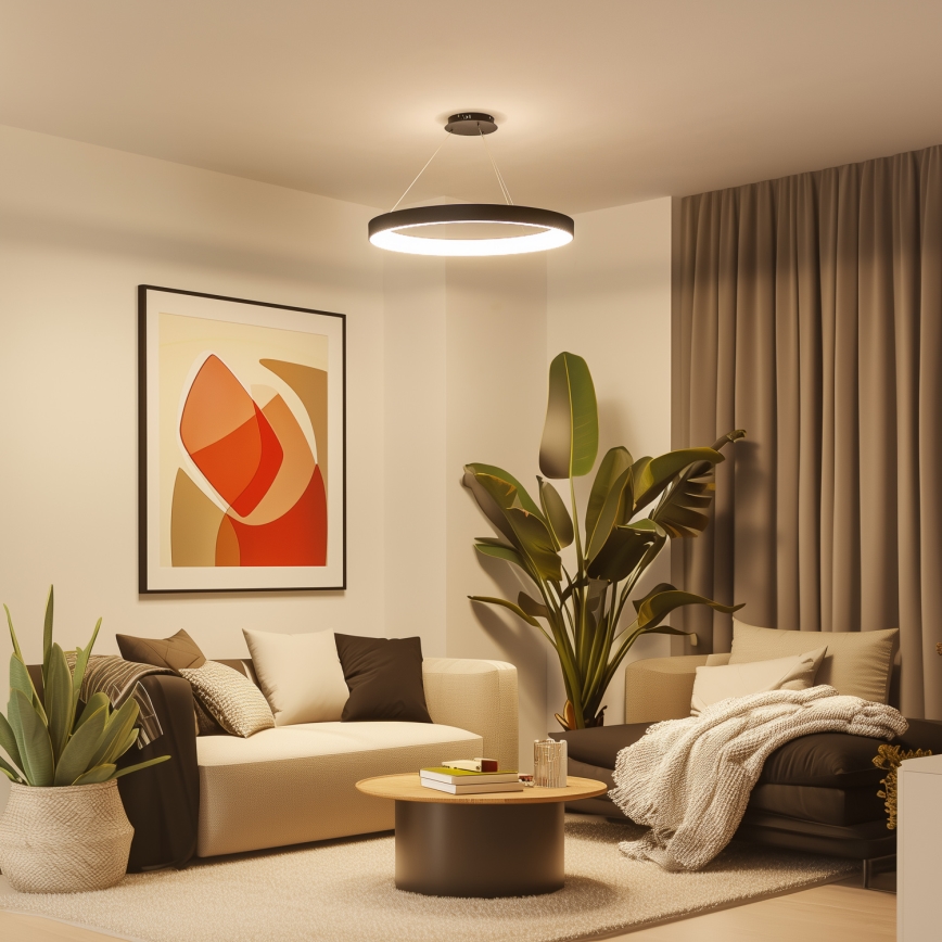 Brilagi - FALCON II LED Dimmable Pendant Light on Cable LED/108W/230V 3000-6500K Ø 80 cm Black + Remote Control