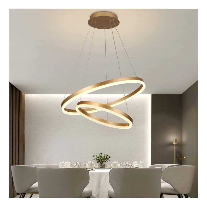 Brilagi - LED Dimmable chandelier on a string CIRCLE LED/70W/230V 3000-6500K gold + remote control
