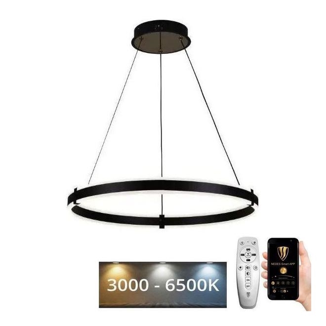 Brilagi - LED Dimmable chandelier on a string CIRCLE LED/85W/230V 3000-6500K black + remote control