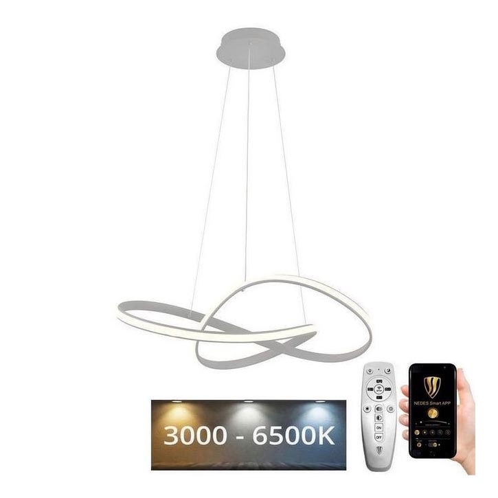 Brilagi - LED Dimmable chandelier on a string COSMOWAVE LED/70W/230V 3000-6500K silver + remote control