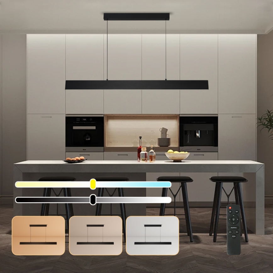 Brilagi - LED Dimmable chandelier on a string SLIMLINE LED/40W/230V 3000-6000K black + remote control